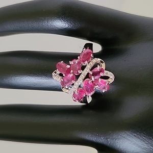 Natural Pink Ruby .925 Sterling Silver Ring Size 7.75